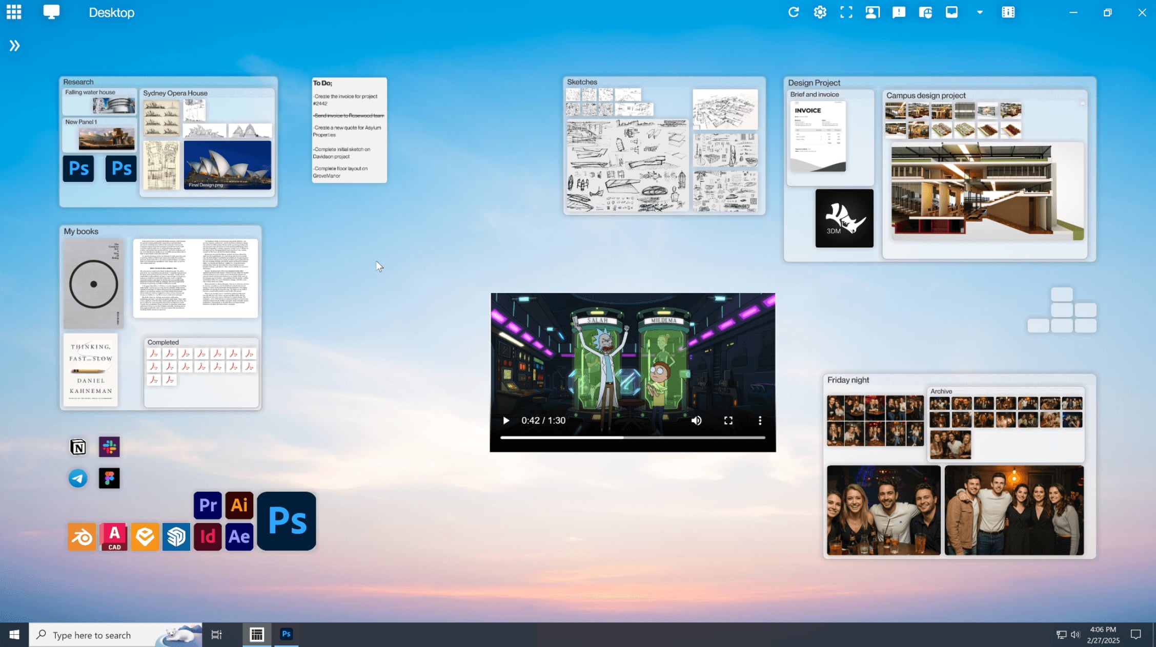 The spatial desktop: every file and folder on one infinite, zoomable canvas