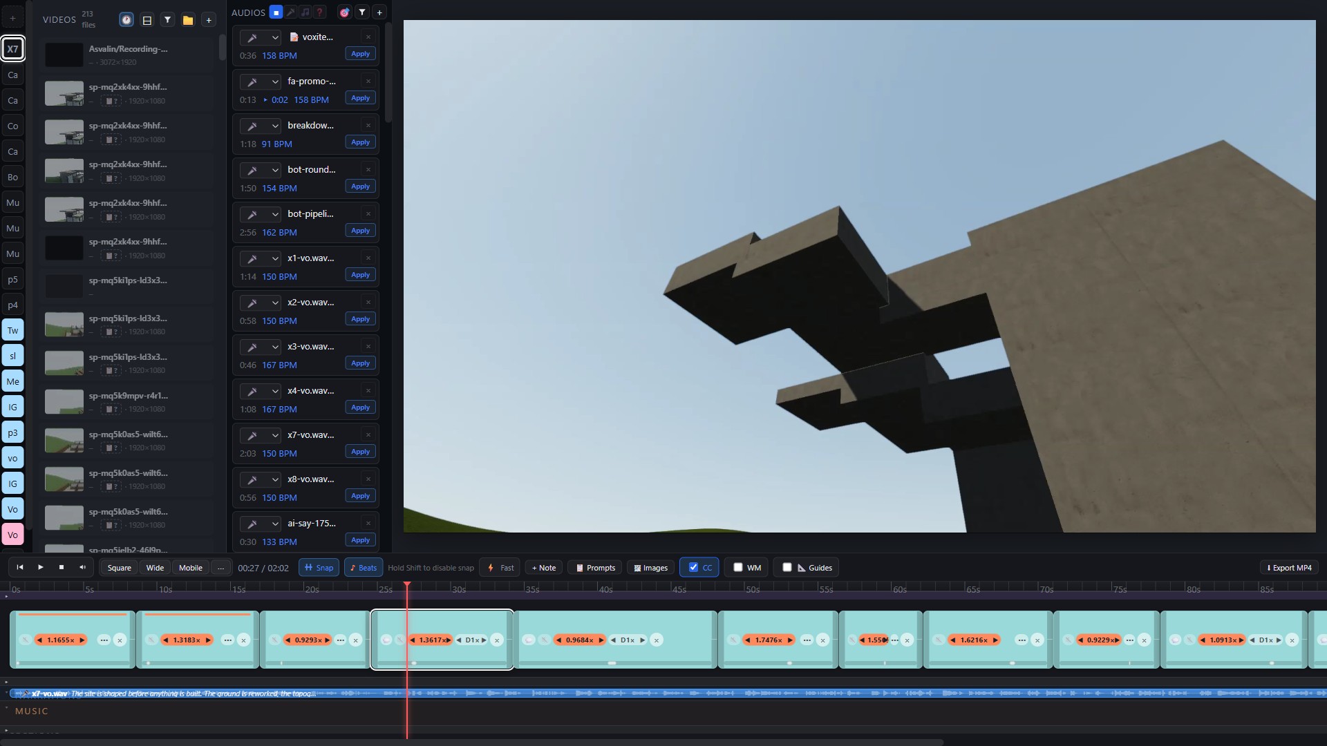 A full project assembled on the timeline